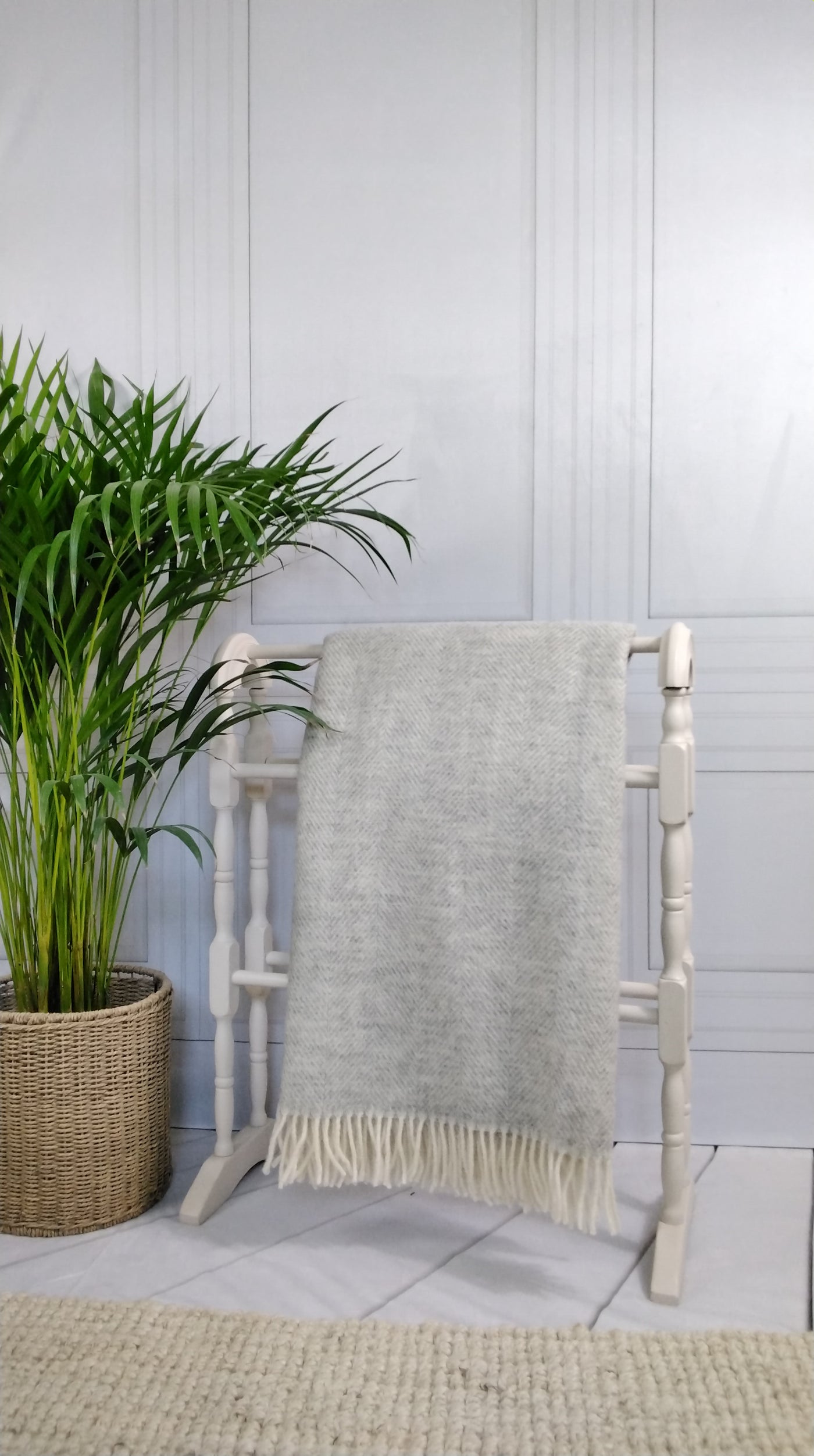 Pale Grey Pure Wool Throw