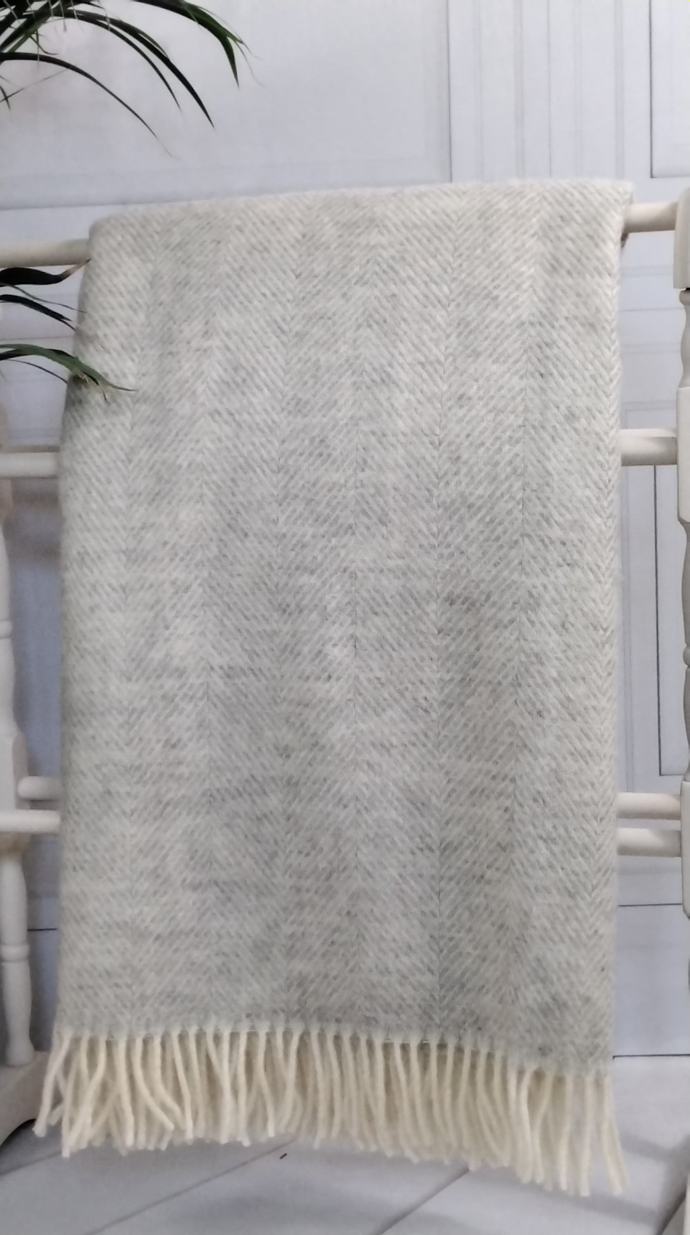 Pale Grey Pure Wool Throw