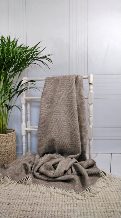 Mocha And Cream Wool Throw
