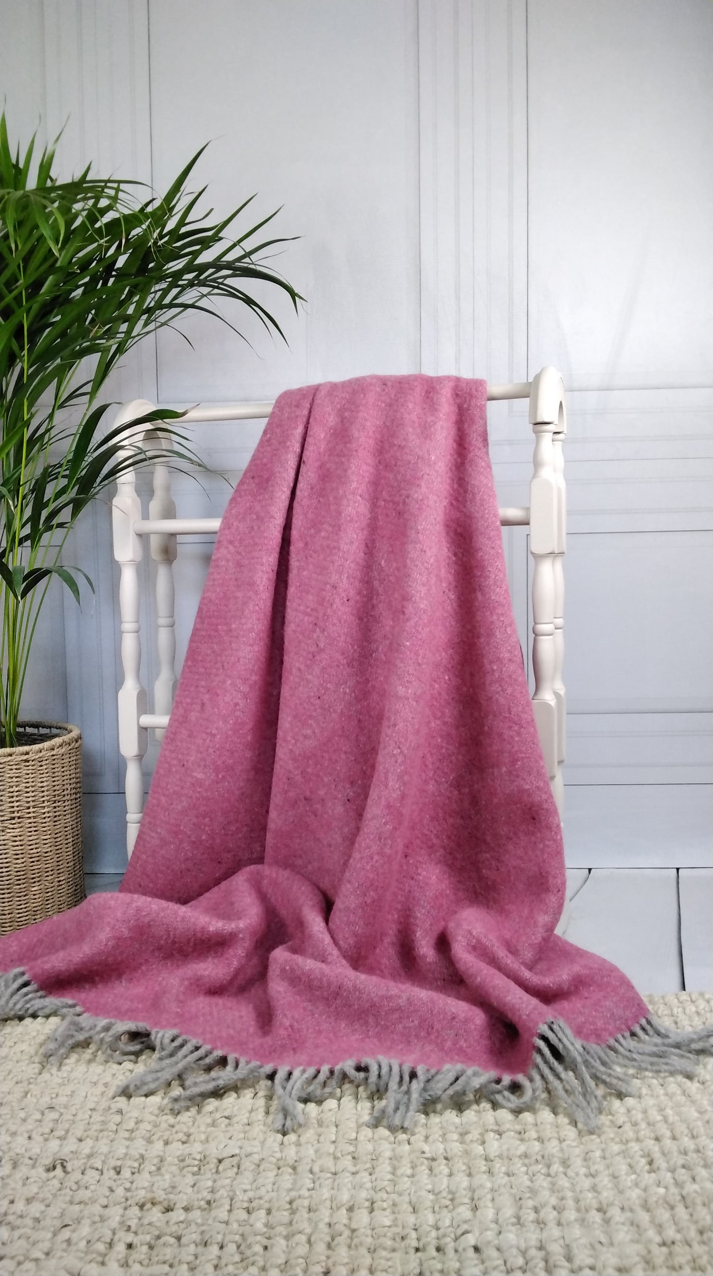 Cerise Pink Wool Twill Throw