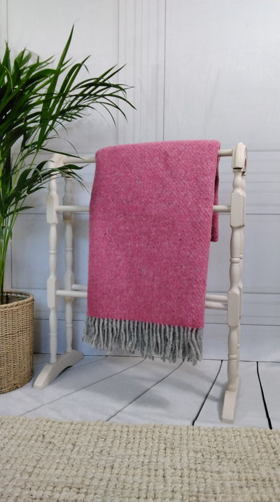 Cerise Pink Wool Twill Throw