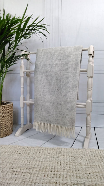 Pale Grey Pure Wool Throw